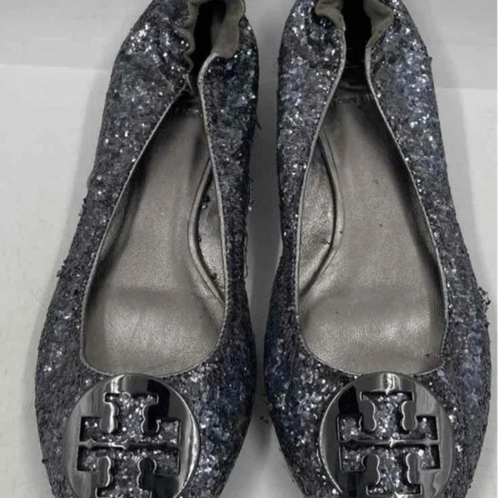 Tory Burch Glitter Ballet Flats Sparkle Shoes Women's Size 7.5M